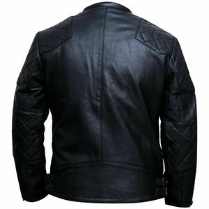 Men's Slim Fit Black David Beckham Real Leather Biker Jacket