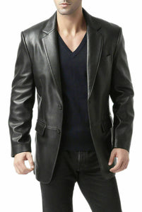 Men's Black Genuine Leather Blazer Coat/Jacket