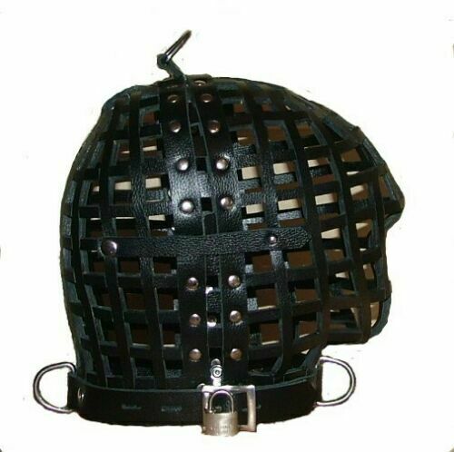 Genuine Leather Cage Hood Bondage