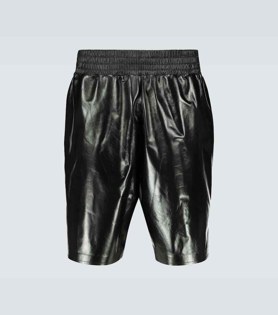 Men's Black Real Leather Shorts