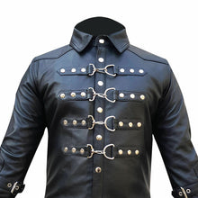 Load image into Gallery viewer, Men&#39;s Black Genuine Leather Fashion Shirt

