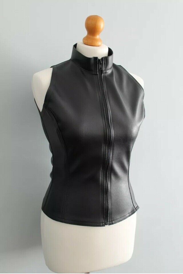 Women's Black Leather Halter