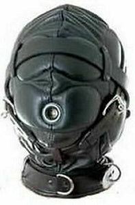 Echtes Leder Sensory Deprevation Hood Mask Bondage
