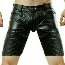 Load image into Gallery viewer, Men&#39;s Black Real Leather quilted Shorts
