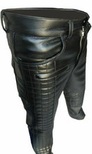 Carica l&#39;immagine nel visualizzatore di Gallery, Men&#39;s Genuine Leather Quilted Biker Trouser Pants
