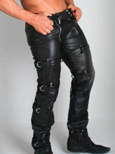 Lataa kuva Galleria-katseluun, Men&#39;s Genuine Leather Fashion Biker trouser pants
