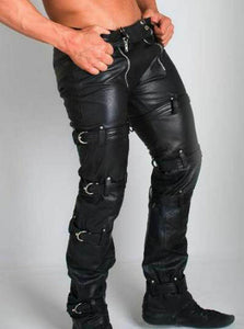 Men's Genuine Leather Fashion Biker trouser pants