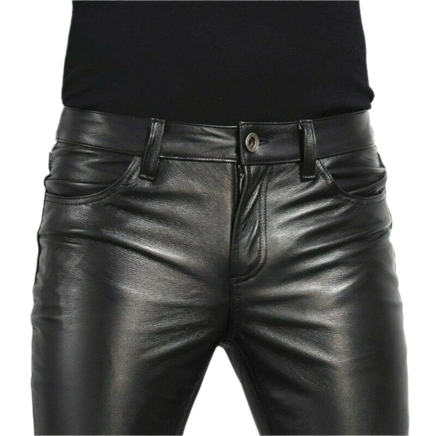 Men's Genuine Leather slim fit pants