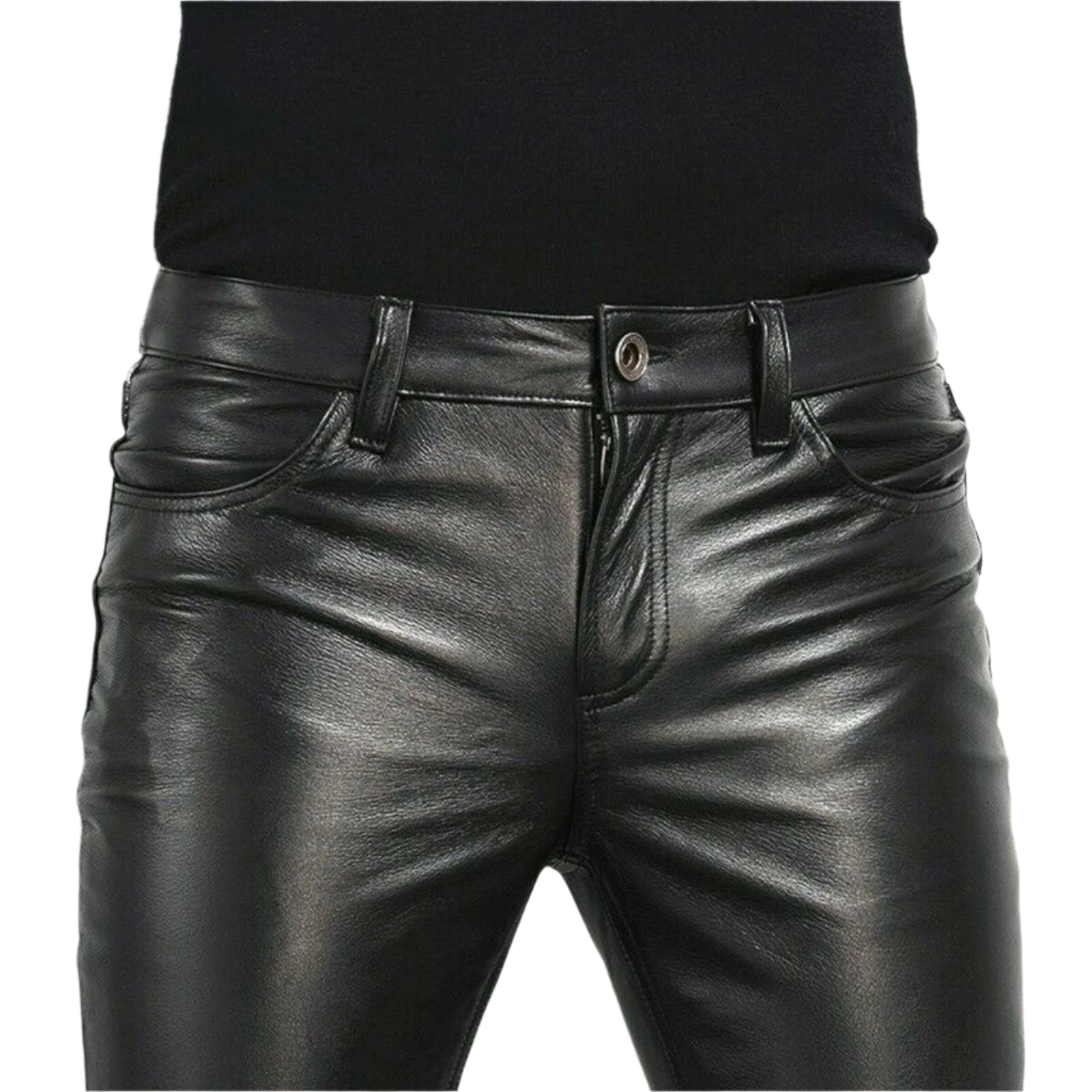 Men's Genuine Leather slim fit pants