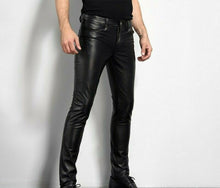 Load image into Gallery viewer, Men&#39;s Genuine Leather slim fit pants Jeans
