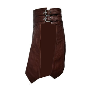 Men's Brown Genuine Leather Gladiator Kilt Larp