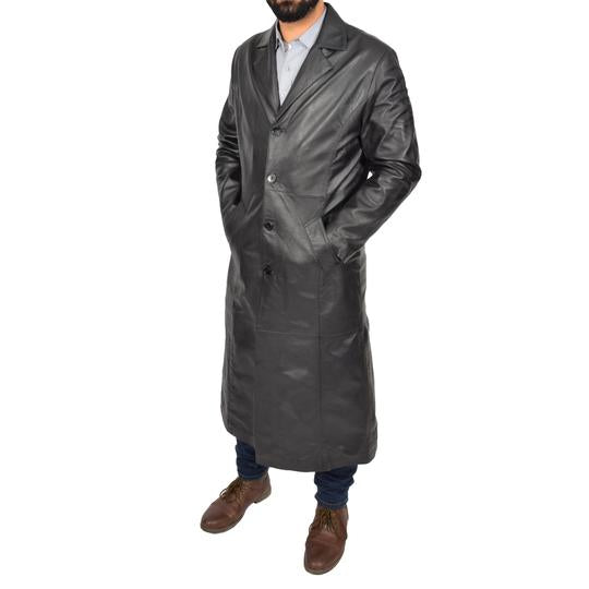 Men's Genuine Leather Full Length Trench Coat BLADE