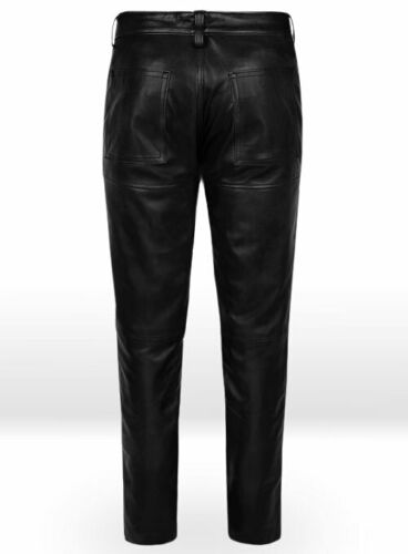 Men's Leather Slim Fit Jeans Pants