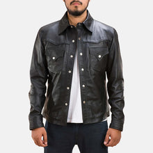 Load image into Gallery viewer, Men&#39;s Black Genuine Leather Shirt
