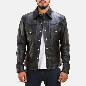 Men's Black Genuine Leather Shirt