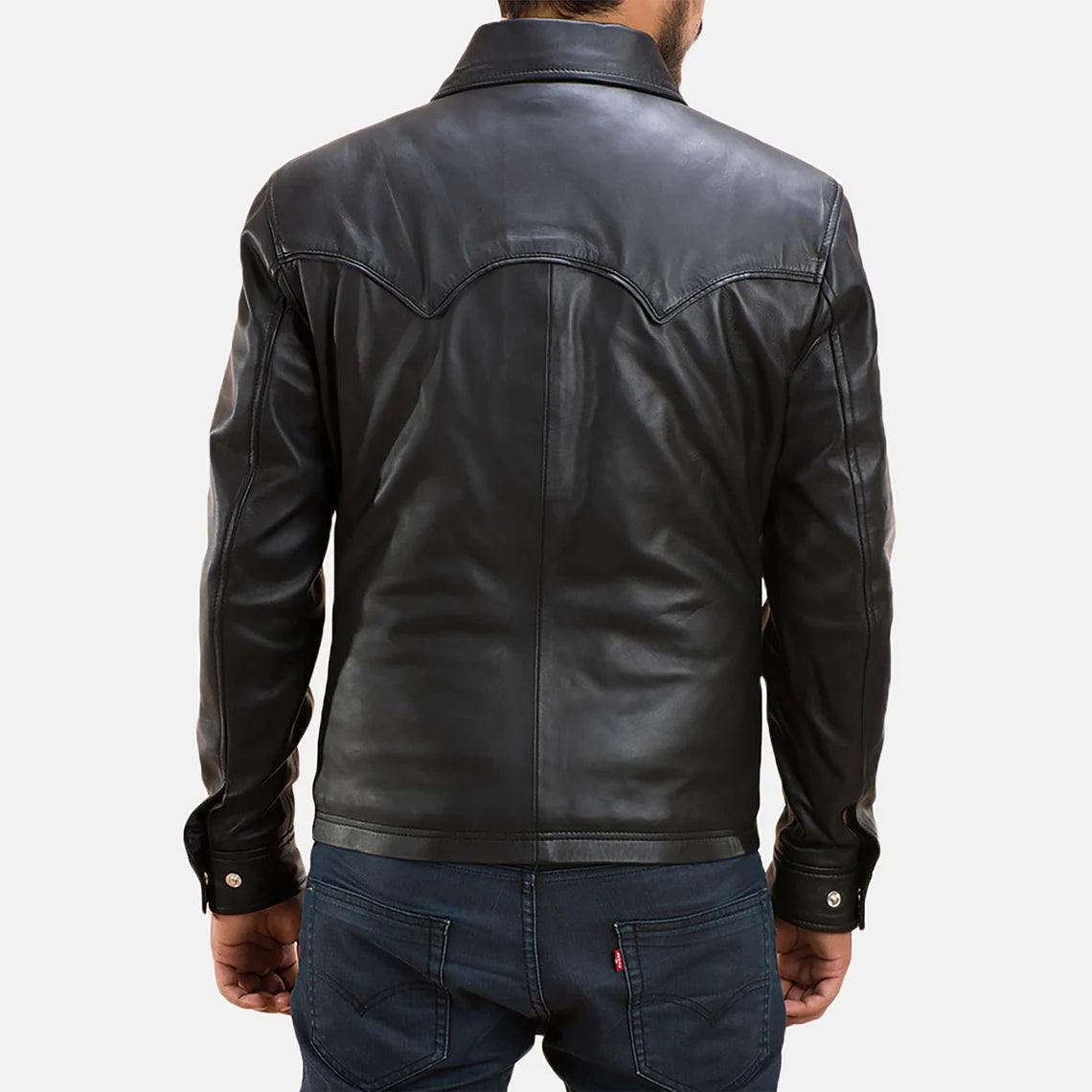 Men's Black Genuine Leather Shirt