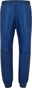 Men's Blue Leather Joggers pants