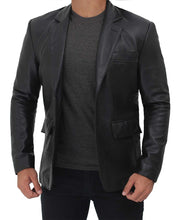 Last inn bildet i Galleri-visningsprogrammet, Men&#39;s Black Genuine Leather Blazer Jacket
