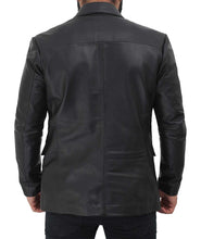Cargar imagen en el visor de la galería, Men&#39;s Black Genuine Leather Blazer Jacket
