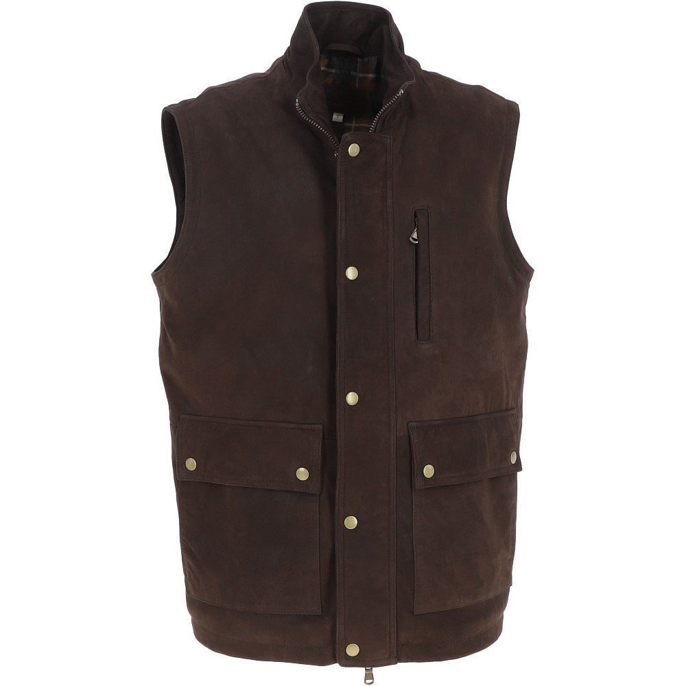 Men's Brown Nubuck Leather Gilet Vest