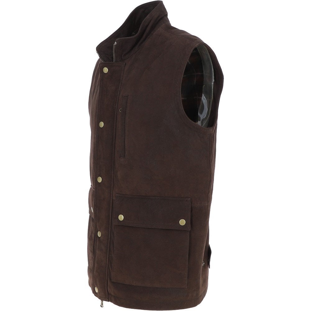 Men's Brown Nubuck Leather Gilet Vest