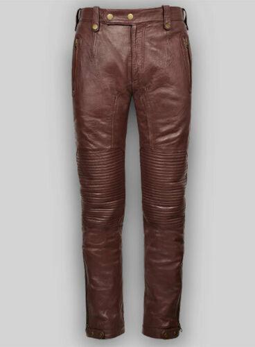 Men's Brown Genuine Leather Jeans Pants