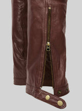 Charger l&#39;image dans la galerie, Pantalon en jean en cuir véritable marron pour homme
