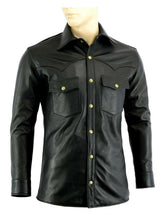 Load image into Gallery viewer, Men&#39;s Black Genuine Sheep Leather Shirt
