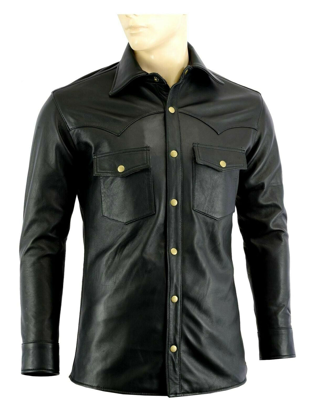 Men's Black Genuine Sheep Leather Shirt