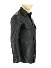 Indlæs billede til gallerivisning Men&#39;s Black Genuine Sheep Leather Shirt
