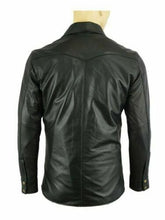Indlæs billede til gallerivisning Men&#39;s Black Genuine Sheep Leather Shirt
