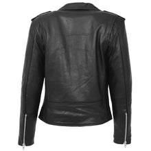 Indlæs billede til gallerivisning Ladies Black Genuine Leather Brando Jacket
