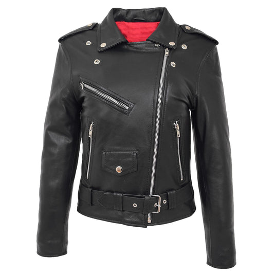 Women's Black Genuine Leather Brando Jacket