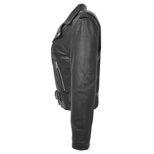 Indlæs billede til gallerivisning Ladies Black Genuine Leather Brando Jacket
