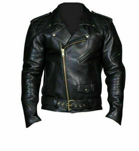 Men's Black Premium Leather Brando Biker Jacket