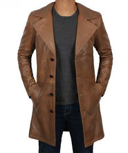 Indlæs billede til gallerivisning Men&#39;s Brown Genuine lambskin 3/4 Length Coat Jacket
