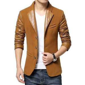 Men's Tan Genuine Lambskin Blazer Coat/Jacket