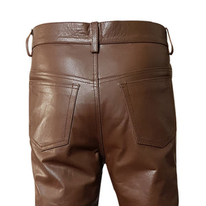 Men's Brown Genuine Leather Jeans