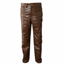 Cargar imagen en el visor de la galería, Men&#39;s Brown Genuine Leather Jeans
