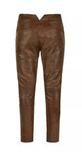Cargar imagen en el visor de la galería, Men&#39;s Brown Genuine Leather Slim Fit Pants
