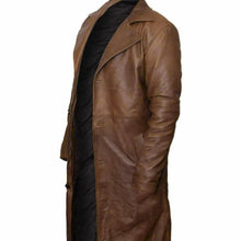 Afbeelding in Gallery-weergave laden, Men&#39;s Brown Genuine Leather Trench Coat
