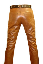 Cargar imagen en el visor de la galería, Men&#39;s Tan Genuine Leather Biker trouser pants
