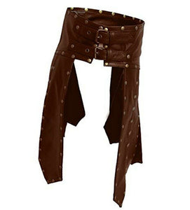 Men's Brown Genuine Leather Studded Gladiator Kilt Larp