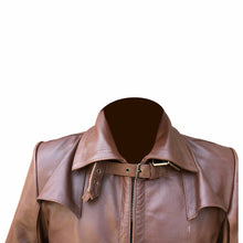 Indlæs billede til gallerivisning Men&#39;s Brown Genuine Leather Trench Coat Steampunk
