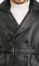 Lataa kuva Galleria-katseluun, Men&#39;s Black Genuine Leather Knee Length Coat Jacket
