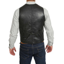 Cargar imagen en el visor de la galería, Men&#39;s Black Leather Waistcoat Vest
