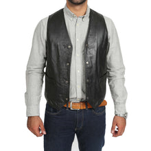 Carica l&#39;immagine nel visualizzatore di Gallery, Men&#39;s Black Leather Waistcoat Vest
