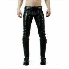 Load image into Gallery viewer, Genuine Leather Rear Zip Slim Fit Jeans Pants
