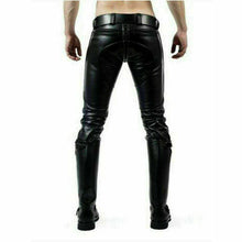 Load image into Gallery viewer, Genuine Leather Rear Zip Slim Fit Jeans Pants
