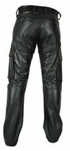 Last inn bildet i Galleri-visningsprogrammet, Men&#39;s Black Genuine Leather Cargo Trouser pants
